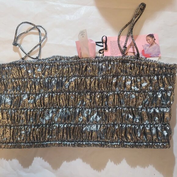 NEW Future Collective™ Cement Women's Strappy Metallic Tiny Top - Picture 3 of 9